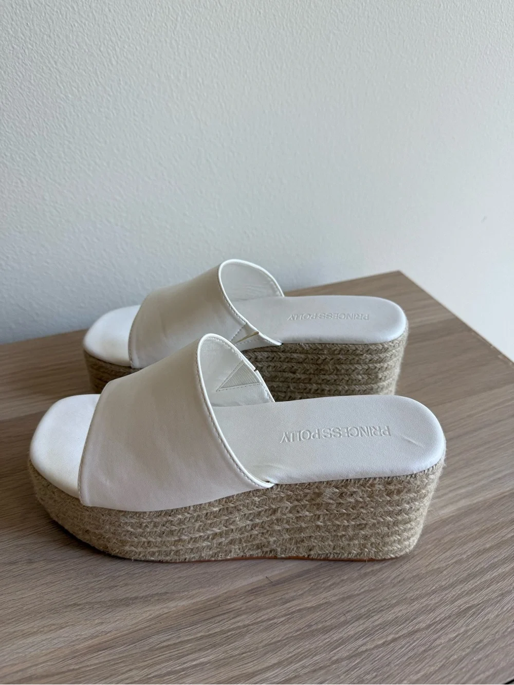 Princess Polly Cream Espadrille Platform Slide